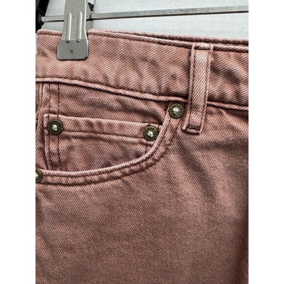 We The Free Rust Brown Red Denim Zip Front Mini Skirt Raw Hem Womens Sz 24 XXS - Picture 4 of 9